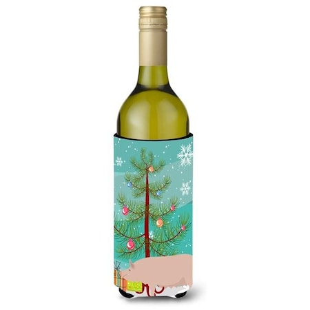 Carolines Treasures Carolines Treasures BB9305LITERK English Large White Pig Christmas Wine Bottle Beverge Insulator Hugger BB9305LITERK